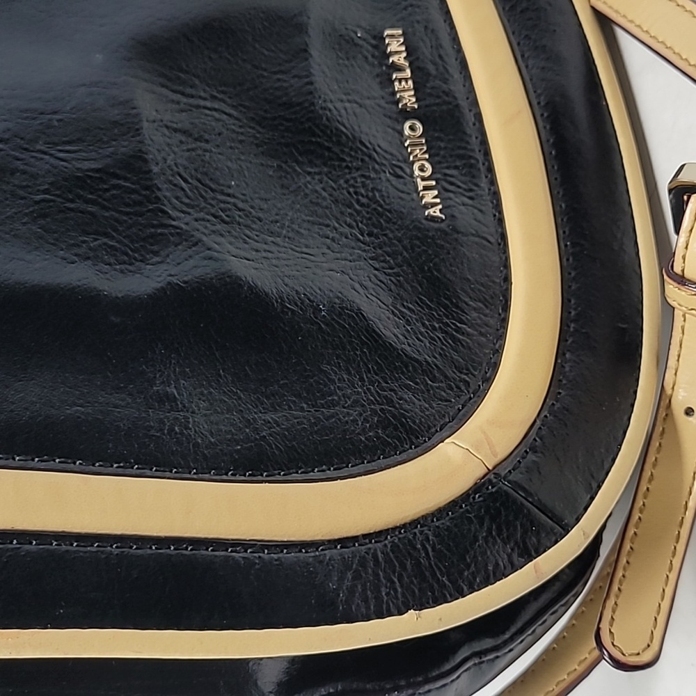 Antonio Melani Black Vintage Leather Saddle Bag - Picture 12 of 13